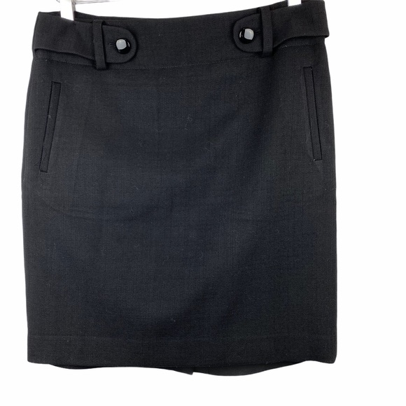 BANANA REPUBLIC Wool Pencil Skirt Black Classic Preppy Academia Size 4 - Picture 2 of 7